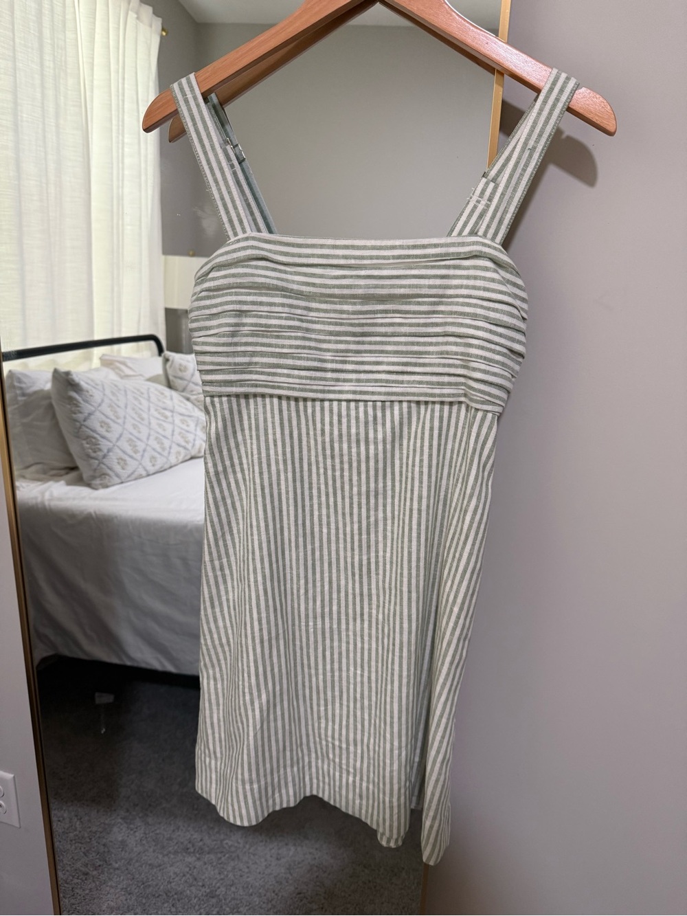 Abercrombie & Fitch Light Gray & White Striped Mini Dress